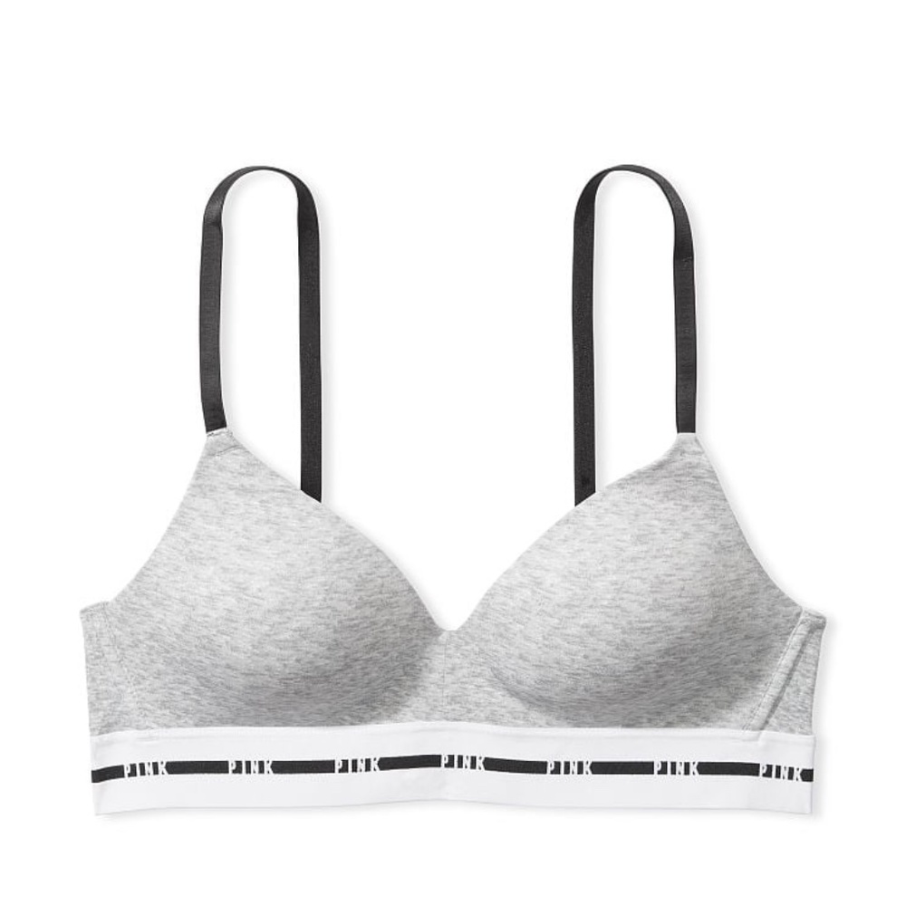 Victoria's Secret PINK Wear Everywhere Wireless Lightly Lined Gray 36B NEW